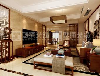 聚通裝潢設(shè)計案例-寶山中環(huán)一號157㎡公寓新中式裝修